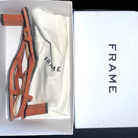 Frame Denim Shoes - FRAME |🍊 NWT 🍊Le Braxton Strappy Square Toe Sandal | Suede Orange | 11